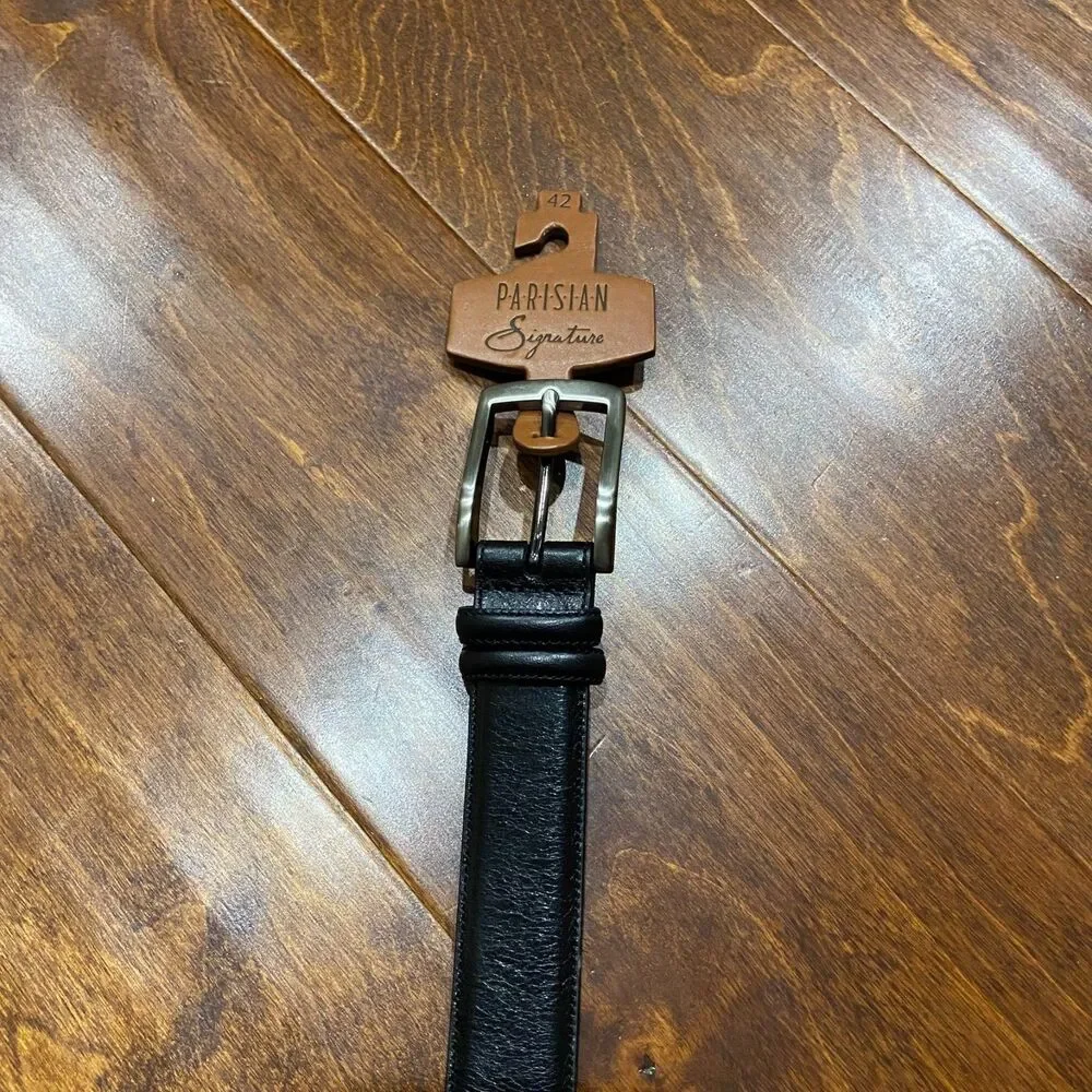 Parisian Signature Vintage Handcrafted Full Grain Leather Black Belt Men's 42